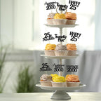 Gyufise 30Pcs Vintage 2000 Cupcake Toppers Glitter 25th Birthday Cake Decorations - Black