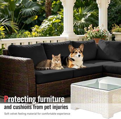 8Pcs Outdoor Cushion Covers, Stretch Patio Furniture Couch Chair Slipcovers | - Image 6
