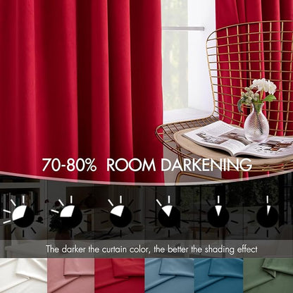 MIULEE Velvet Curtains 50W x 84L 2 Panels Red Blackout Curtains | Luxury velvet - Image 4