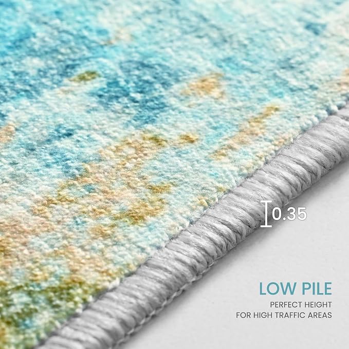 2x6 Teal Blue Rug Runners for Hallways Kitchen Runner Rug Non Slip Washable - Image 8