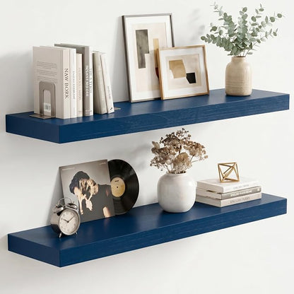 fuqing Dark Blue Floating Shelves | 24 Inch Floating Shelves by Fuqing