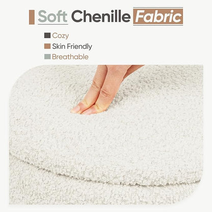 Round Storage Ottoman with Tray Lid, Folding Chenille Fabric Footrest with - Image 6