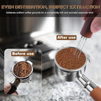 54mm Bottomless Portafilter 3 Ears Espresso Portafilter Compatible with reville BES870/878/880 with Puck Screen Coffee Needle and Walnut Handle