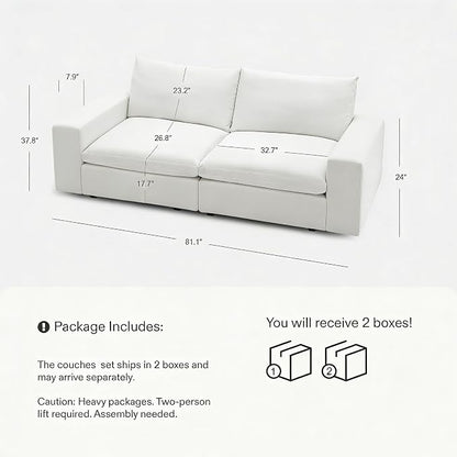 Cloud Couch Sectional 81.1'' Oversized Modular Deep Seat Sofa Comfy White Cloud - Image 2