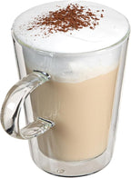 Restaurantware-Forma Professional 5.1 oz Double Wall Glass Mugs, 2 Insulated Coffee Mugs With Handle - Dishwashable, Reusable, Clear Glass Beverage Cups, Freezable, For Hot Or Cold Beverages