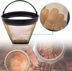 KEEPOW Reusable Coffee Filter Replacement 12-Cup, Compatible with Cuisinart Coffee Makers, Gold Tone Coffee Filter Basket 10-12 Cup