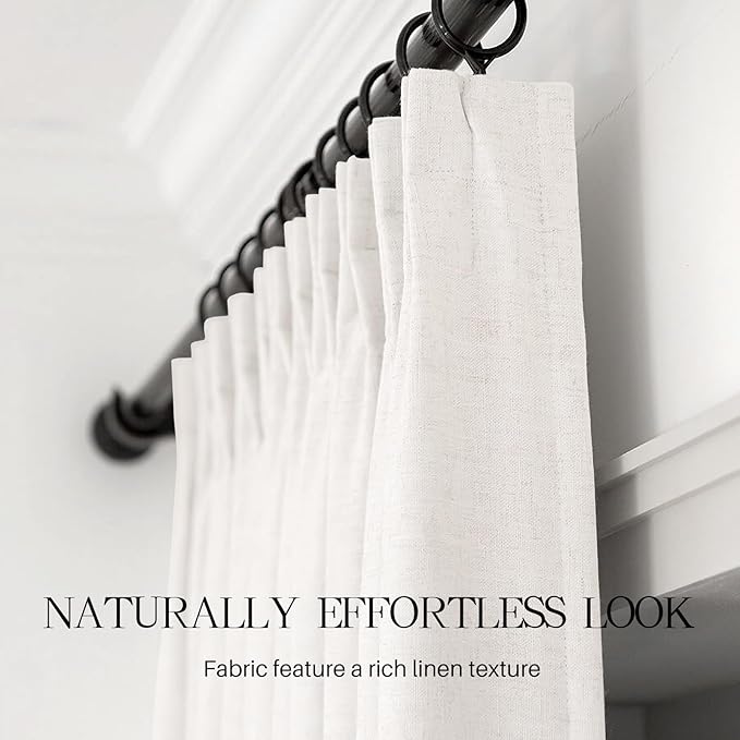 Pinch Pleated Linen Curtains 100% Blackout 63 Inches Long - Image 5