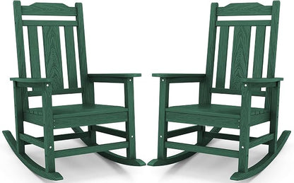 SERWALL HDPE Outdoor Rocking Chair Set of 2, Patio Rocking Chairs Set, Rocking by SERWALL