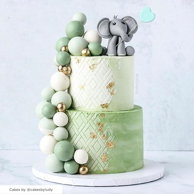 Cake Baking Stencil - Seamless Delicate Pattern for Decorating Tall Double Barrel Cake to Use with Buttercream, Royal Icing, Ganache, Paint, Airbrush (RHOMBA)