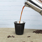 Easyworkz Stainless Steel Espresso Cup 2pcs Set Double Wall Insulated Metal Demitasse Cups 2.5 oz