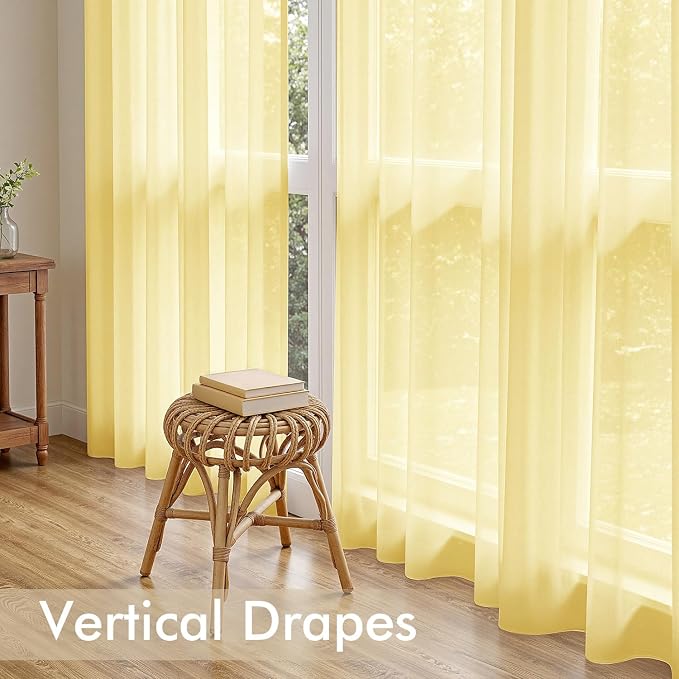 MIULEE Yellow Sheer Curtains 63 Inches Long 4 Panels 42 x 63 Inches | Light - Image 5