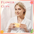 Ceramic Coffee Mug Set of 2 Vintage Flower Mugs 8 oz Cute Floral Coffee Mugs Irregular Latte Art Cup Lead-free Porcelain Cups for Cappuccino, Cocoa (2 Orange Flower)