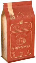 Pumpkin Spice Flavored Whole Bean Coffee – Gourmet 100% Organic Arabica, Single Origin, Medium Roast, Autumn Inspired, Naturally Sweetened – by Coffea Flavor