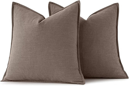 MIULEE Decorative Linen Pillow Covers 18x18 Inch Malt Ball | Boho Farmhouse​ - Image 6
