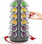 CSH K Cup Holder, 36 K Cup Storage, Coffee Pod Organizer Carousel, Spins 360 Degree Quietly, Kcup Holder for Counter, Kitchen, Office, Matte Gray