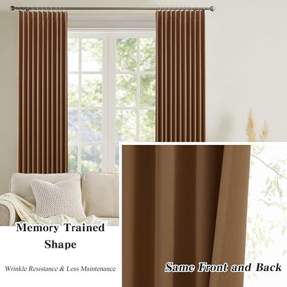 Cappuccino Brown Curtains 40x72 Inches Long 2 Panels Set, Pinch Pleated Thermal - Image 6