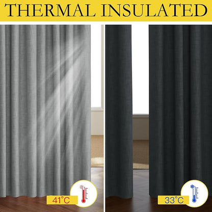 NICETOWN 100% Absolutely Blackout Linen Curtains - Image 3