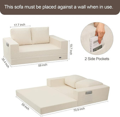 COMAX Convertible Sofa Bed Queen, Folding Fold Out Couch Bed, Floor Futon Couch - Image 3