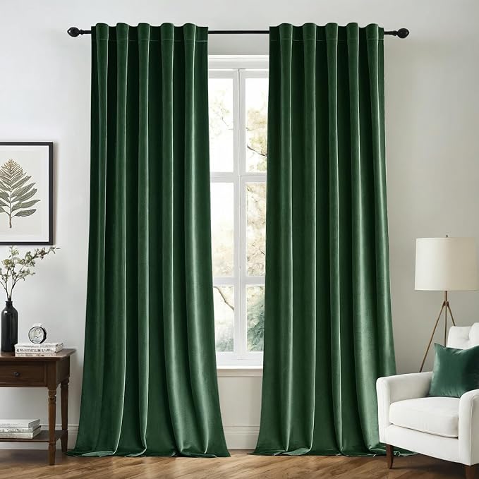 MIULEE Velvet Curtains 52x84 inches 2 Panels Hunter Green Blackout Curtains | by MIULEE
