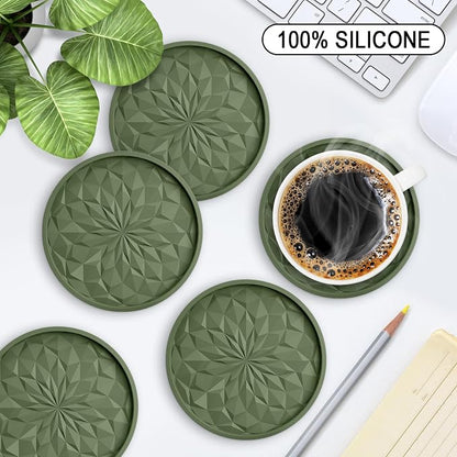 ME.FAN Silicone Coasters with Holder, Drinking Coasters - Image 2