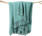 lifein Throw Blanket for Couch, Soft Boho Decor Bed Throw, Cozy Blue Chenille by lifein