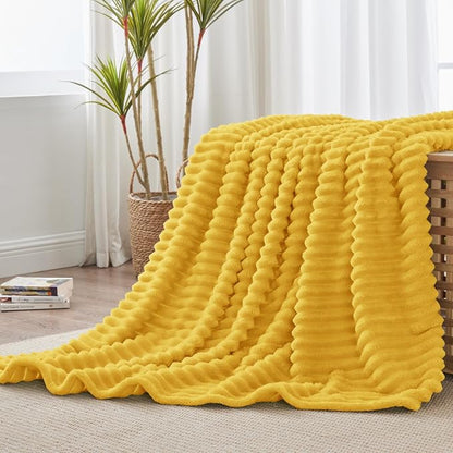 BEDELITE Ribbed Twin Blanket for Couch & Bed, Light Yellow, Warm Yet Lightweight - Image 7