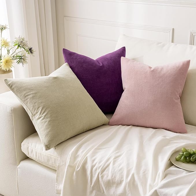 MIULEE Plum Purple Chenille Couch Throw Pillow Covers, 20x20 | Set of 2 - Image 5