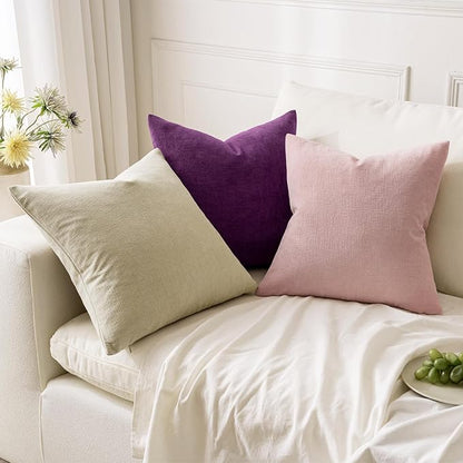 MIULEE Plum Purple Chenille Couch Throw Pillow Covers, 20x20 | Set of 2 - Image 5