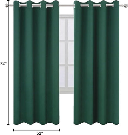 Dark Green Thermal Blackout Curtains/52 x 72 Inch/Set of 2 Panels Room - Image 10