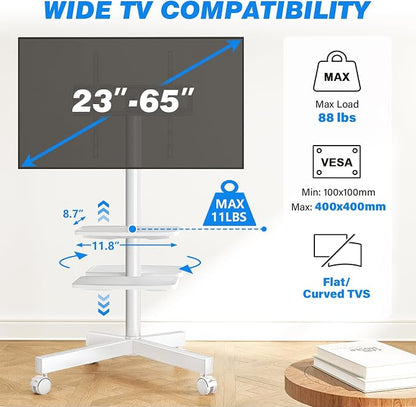 Rfiver Mobile TV Stand for 23-65 Inch LCD LED Flat/Curved Panel Screen TVs up - Image 2