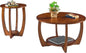 Round Solid Wood Coffee & End Table Set, 2-Piece Solid Wood Living Room Table by MIAUWUUFHOME