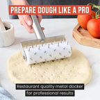Chef Pomodoro Stainless Steel Pizza Dough Docker Roller (21 x 14.5 cm, Spike Length 7 mm) - Essential Kitchen Tool for Crackers Chef Pomodoro Stainless Steel Pizza Dough Roller