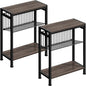 Small Side Table Set of 2 for Small Space, 3-Tier Narrow End Tablewith Magazine by HOME