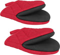 1 Pair Short Oven Mitts, Heat Resistant Silicone Kitchen Mini Oven Mitts for 500 Degrees, Non-Slip Grip Surfaces and Hanging Loop Gloves, Baking Grilling Barbecue Microwave Machine Washable