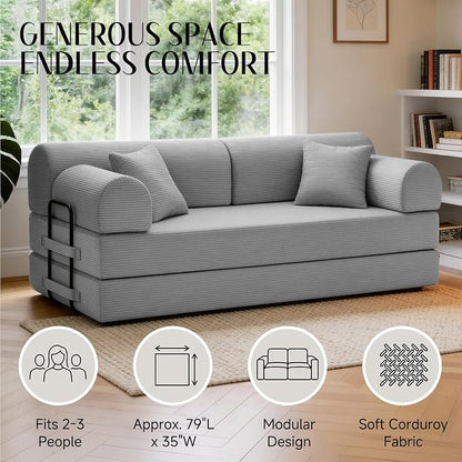 79'' Convertible Sofa Bed, 6 in 1 Folding Floor Futon Couch Sleeper - Image 6