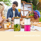 50oz Glass Pitcher with Lid, Glass Water Carafe with Handle, Fridge Water Jug Cold or Hot Beverages, Iced Tea, Milk, Juice (set of 3)