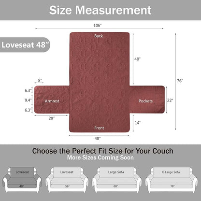 Red Loveseat Covers for 2 Cushion Couch, Water-Repellent Covers for Love Seat - Image 7
