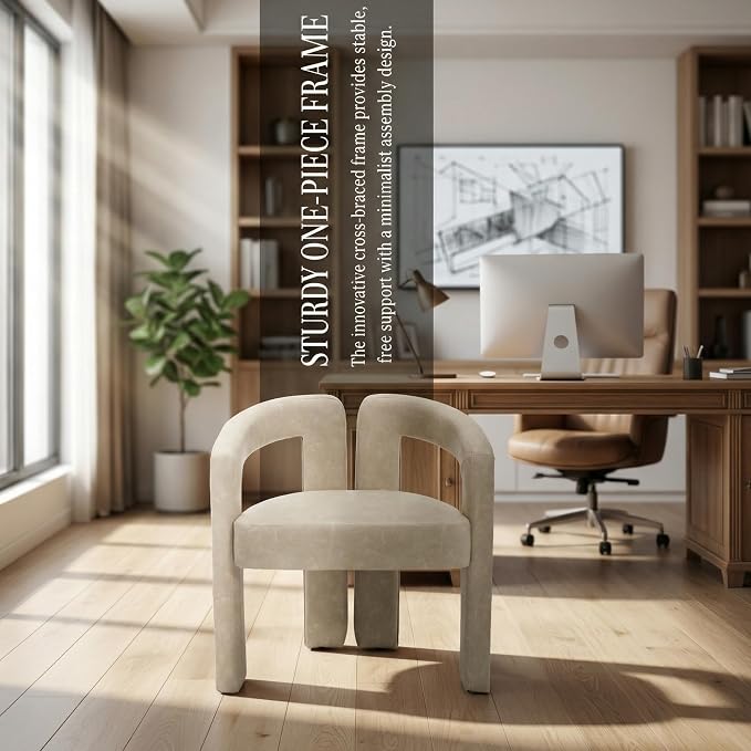 Hyfirm Upholstered Barrel Dining Chair Set of 1, PU Leather Accent Kitchen - Image 8