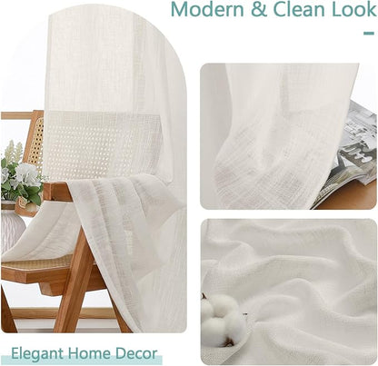 Chyhomenyc Semi Sheer Curtains 84 Inches Long 2 Panels Set, Light Filtering - Image 8
