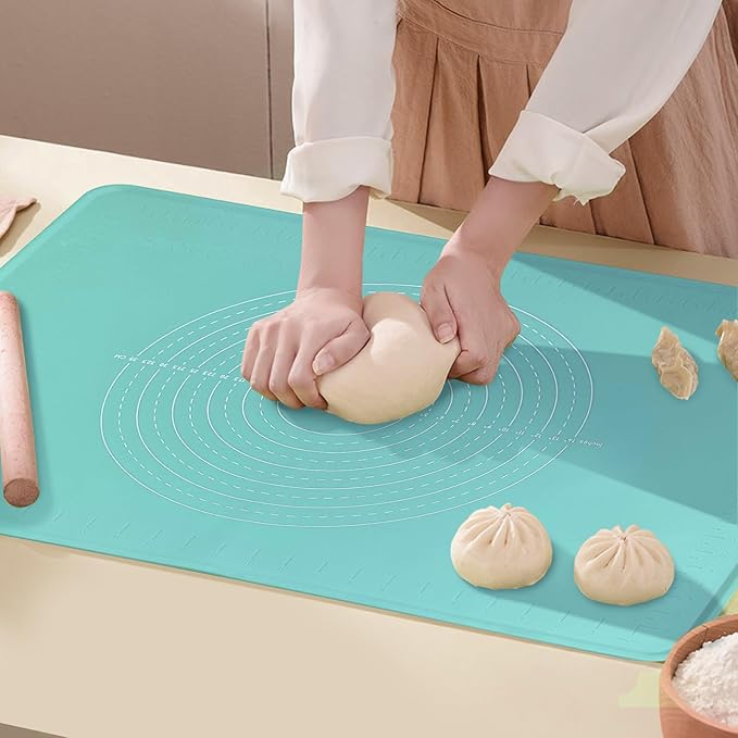 24"X16" Silicone Baking Mat Extra Large Non-stick Pastry Mat with High Edge, Dough Rolling Board for Pastry, Macarons, Pies, Bread, Cookies, Pizza, Fondant, Pasta, Food Grade Silicone Baking Supplies