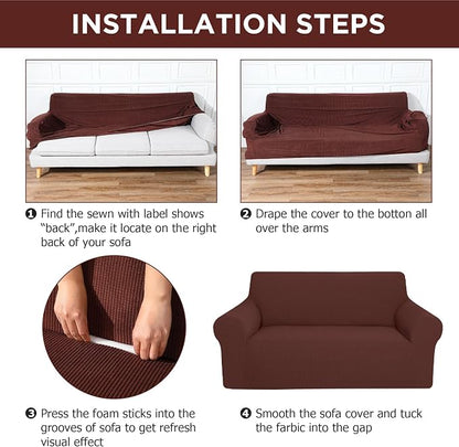 Peryiter 3 Pcs Couch and Loveseat Covers Set Sofa Cover - Image 3