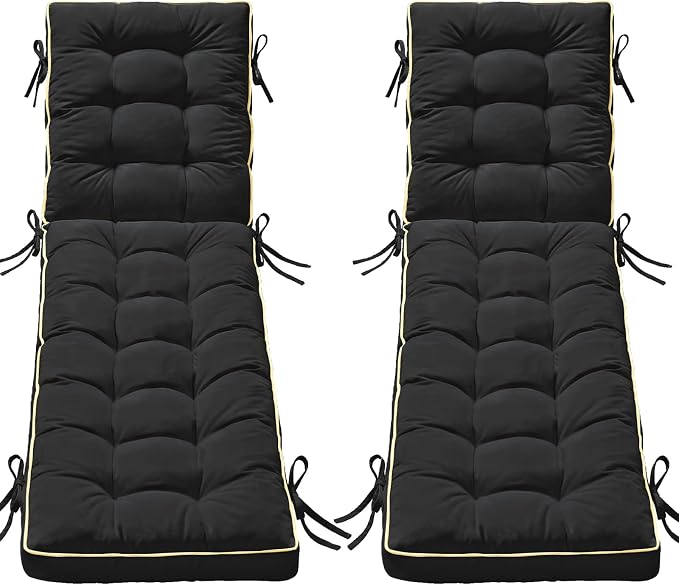 2 Pack 72x21 Inch Folding Chaise Lounge Cushion Quick Dry by AMCATON