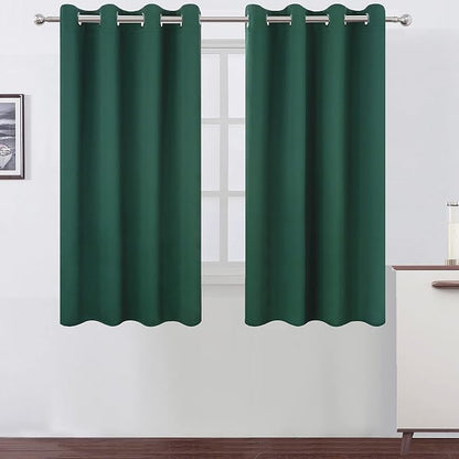 Dark Green Bedroom Blackout Curtains/52 x 54 Inch Long/Set of 2 Curtain by Lemomo