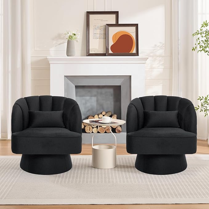 Garvee Ultra-Plush Swivel Accent Chair, 360° Barrel Lounge Chair - Image 6