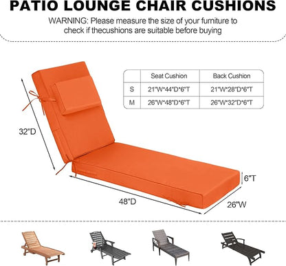 Chaise Lounge Cushions Outdoor 80x26x6 Inch, Fade Resistant 6'' Thicken Outdoor - Image 3