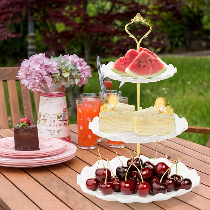 Coitak Plastic Cupcake Stands, 3 Tier Cupcake Stand, Dessert Tower Tray for Tea Party, Baby Shower and Wedding (2 Pack)