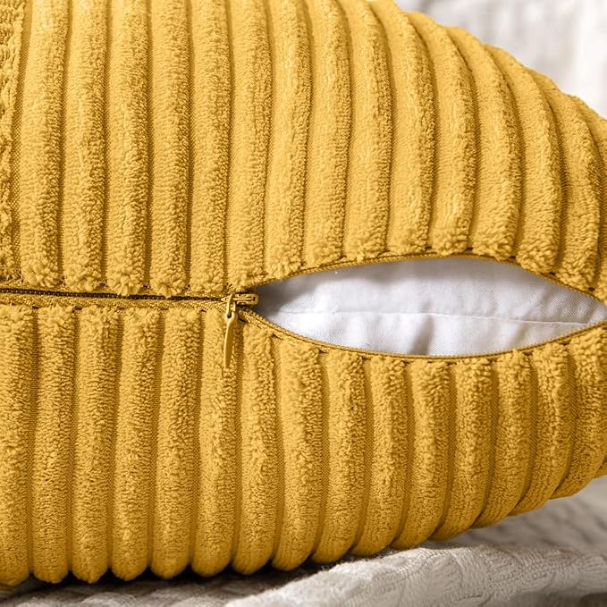 MIULEE Mustard Yellow Decorative Lumbar Throw Pillow Covers 12x20 in 2 Pack | - Image 6
