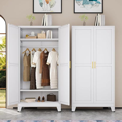 erosoei 71 "Metal Armoire Wardrobe Closet, Steel Clothing Storage Cabinet by erosoei