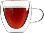 Restaurantware-Forma Professional 5.1 Ounce Glass Coffee Cups, 12 Insulated Coffee Cups With Handle - Dishwashable, Reusable, Clear Double Wall Beverage Tumblers, Freezable, For Hot Or Cold Beverages