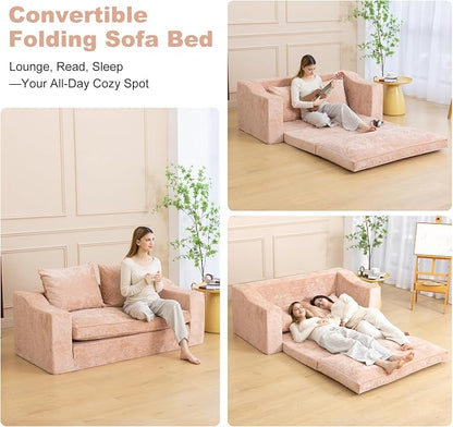 61" Convertible Sofa Bed Loveseat, Memory Foam Boneless Floor Couch - Image 6